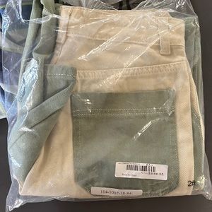 High waist color block cargo jeans